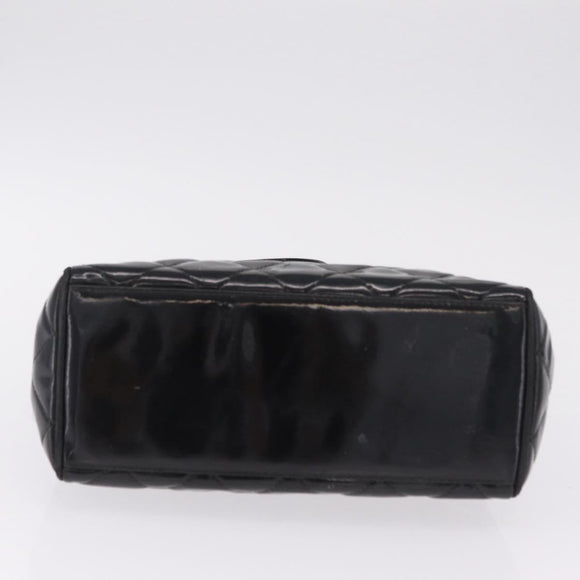 CHANEL Matelasse Tote Bag Patent leather Black Silver CC Auth 214239