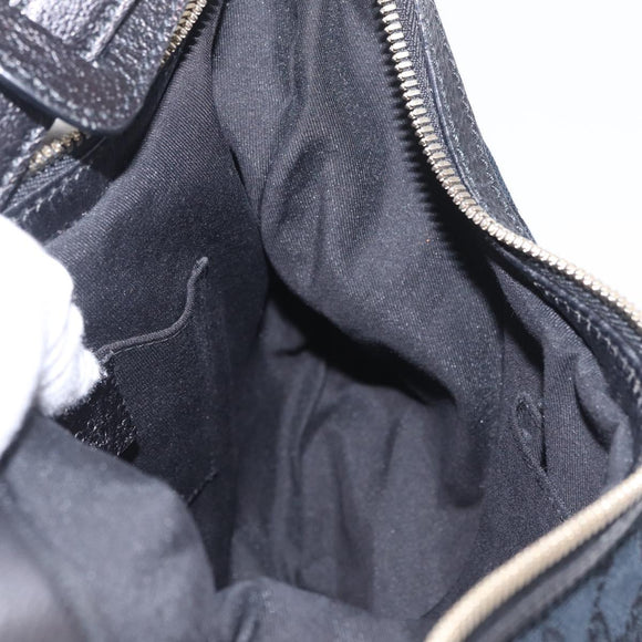 GUCCI GG Canvas Web Sherry Line Pretty Bag Black Gold 162895 Auth 214242V