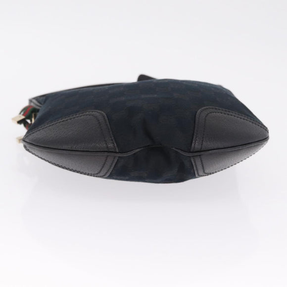 GUCCI GG Canvas Web Sherry Line Pretty Bag Black Gold 162895 Auth 214242V