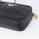 PRADA Gathered Chain Shoulder Bag Leather Black Gold Auth 214245V-10