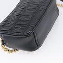 PRADA Gathered Chain Shoulder Bag Leather Black Gold Auth 214245V-13