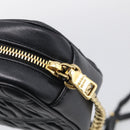 PRADA Gathered Chain Shoulder Bag Leather Black Gold Auth 214245V-14