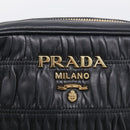 PRADA Gathered Chain Shoulder Bag Leather Black Gold Auth 214245V-15