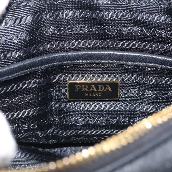 PRADA Gathered Chain Shoulder Bag Leather Black Gold Auth 214245V