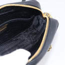 PRADA Gathered Chain Shoulder Bag Leather Black Gold Auth 214245V-18