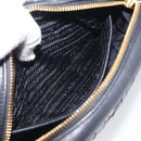 PRADA Gathered Chain Shoulder Bag Leather Black Gold Auth 214245V-20