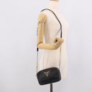 PRADA Gathered Chain Shoulder Bag Leather Black Gold Auth 214245V-22