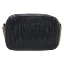 PRADA Gathered Chain Shoulder Bag Leather Black Gold Auth 214245V-3