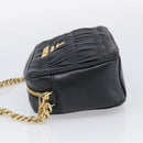 PRADA Gathered Chain Shoulder Bag Leather Black Gold Auth 214245V-4