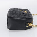 PRADA Gathered Chain Shoulder Bag Leather Black Gold Auth 214245V-5