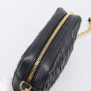 PRADA Gathered Chain Shoulder Bag Leather Black Gold Auth 214245V-6