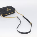 PRADA Gathered Chain Shoulder Bag Leather Black Gold Auth 214245V-7