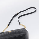 PRADA Gathered Chain Shoulder Bag Leather Black Gold Auth 214245V-8