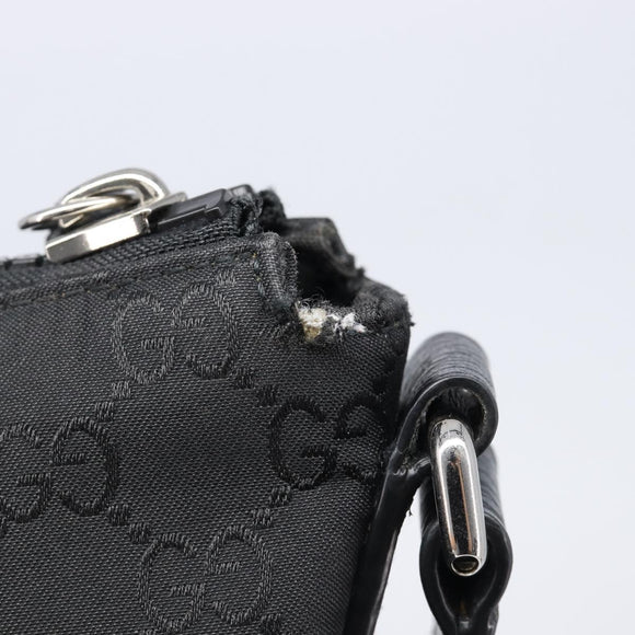 GUCCI GG Canvas Shoulder Bag Nylon Black Silver 449184 Auth 214251A