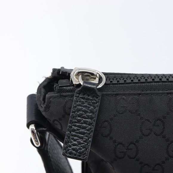 GUCCI GG Canvas Shoulder Bag Nylon Black Silver 449184 Auth 214251A