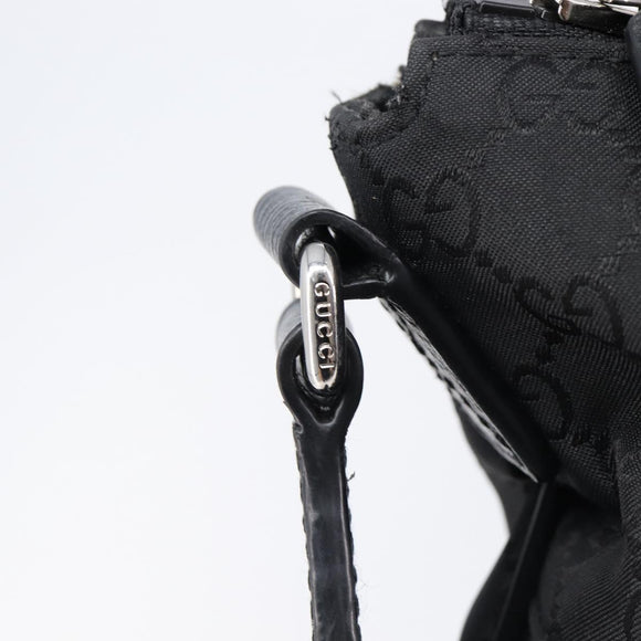 GUCCI GG Canvas Shoulder Bag Nylon Black Silver 449184 Auth 214251A