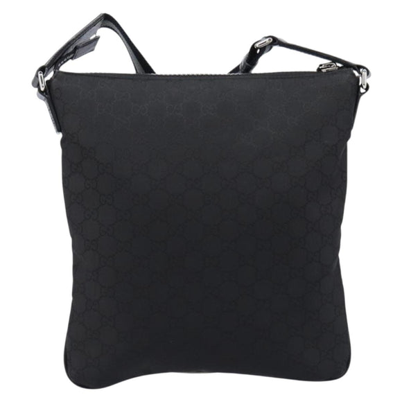GUCCI GG Canvas Shoulder Bag Nylon Black Silver 449184 Auth 214251A