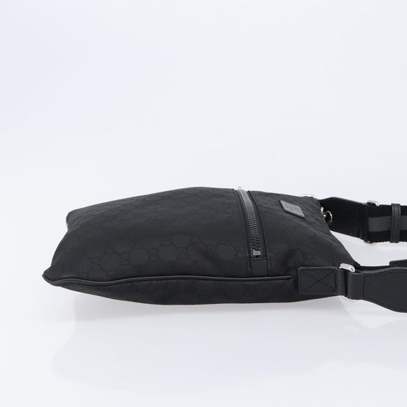 GUCCI GG Canvas Shoulder Bag Nylon Black Silver 449184 Auth 214251A