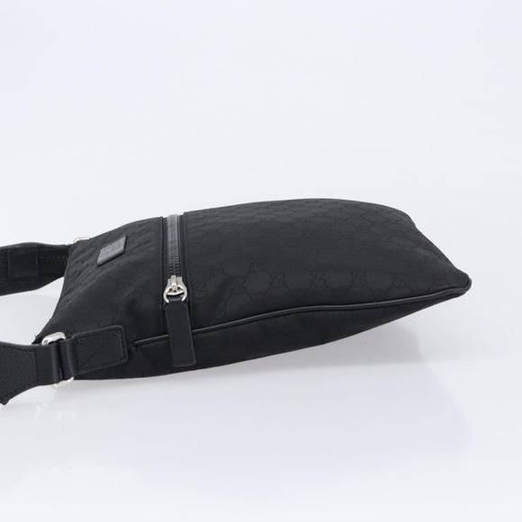 GUCCI GG Canvas Shoulder Bag Nylon Black Silver 449184 Auth 214251A