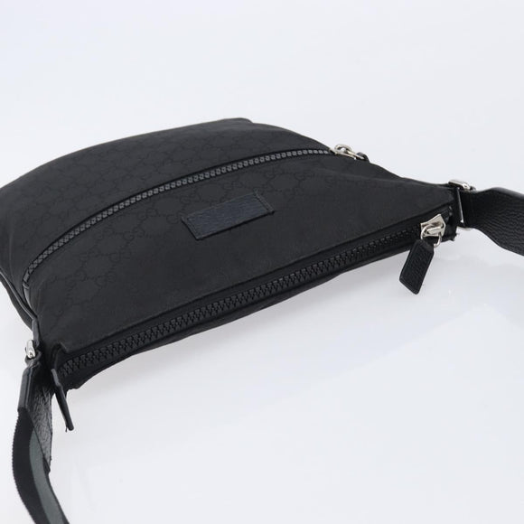 GUCCI GG Canvas Shoulder Bag Nylon Black Silver 449184 Auth 214251A