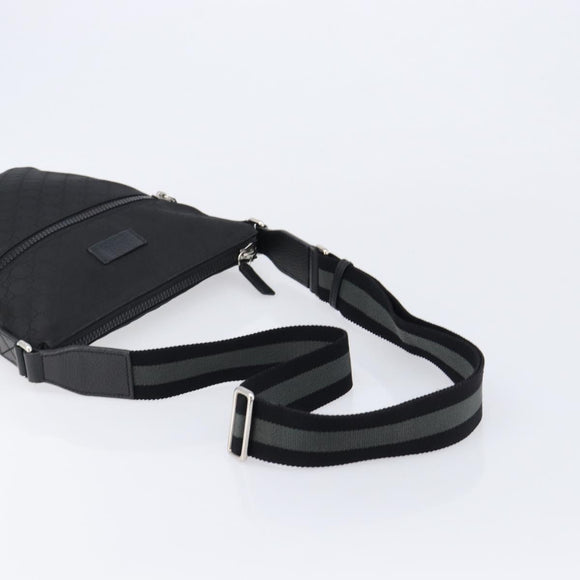 GUCCI GG Canvas Shoulder Bag Nylon Black Silver 449184 Auth 214251A