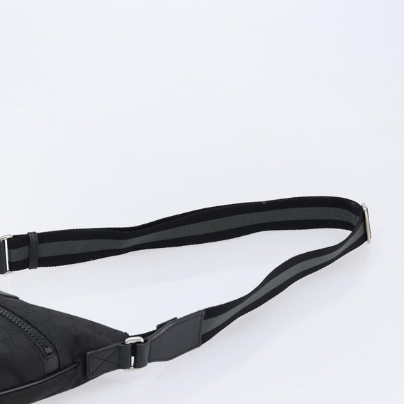 GUCCI GG Canvas Shoulder Bag Nylon Black Silver 449184 Auth 214251A