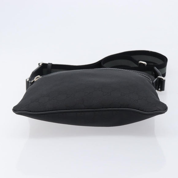 GUCCI GG Canvas Shoulder Bag Nylon Black Silver 449184 Auth 214251A