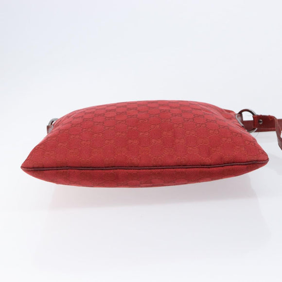 GUCCI Shoulder Bag Leather Red Silver 113013 Auth 214260