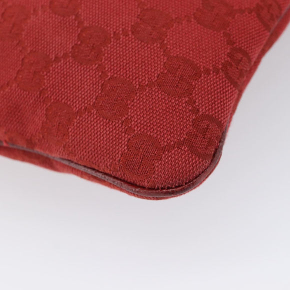 GUCCI Shoulder Bag Leather Red Silver 113013 Auth 214260