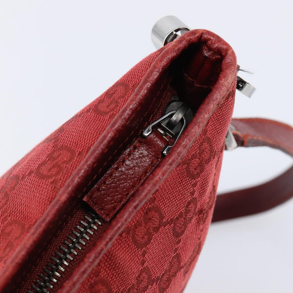GUCCI Shoulder Bag Leather Red Silver 113013 Auth 214260