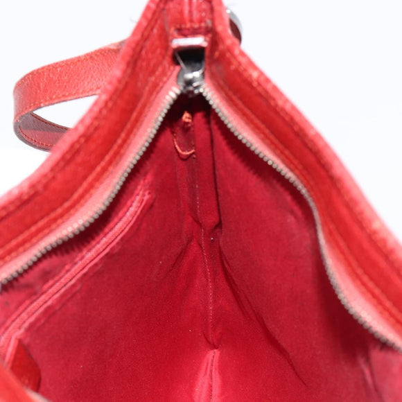 GUCCI Shoulder Bag Leather Red Silver 113013 Auth 214260