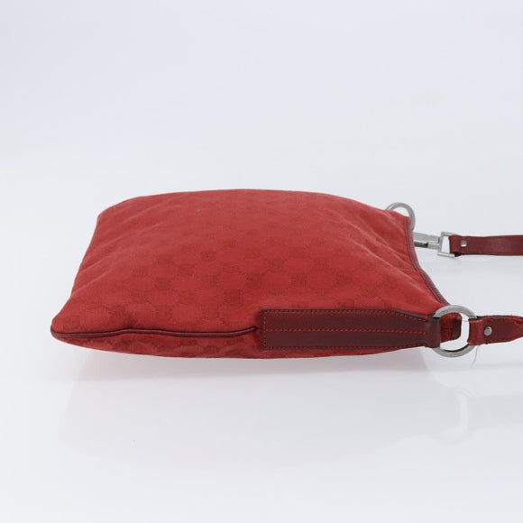 GUCCI Shoulder Bag Leather Red Silver 113013 Auth 214260