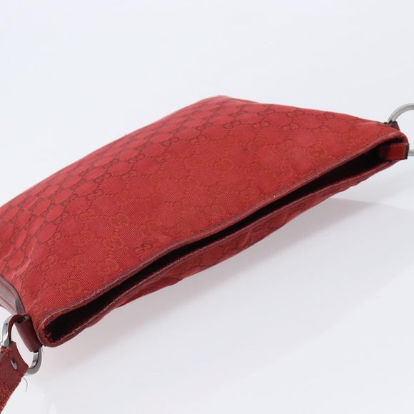 GUCCI Shoulder Bag Leather Red Silver 113013 Auth 214260