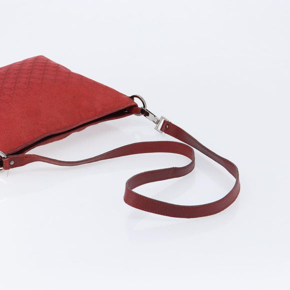 GUCCI Shoulder Bag Leather Red Silver 113013 Auth 214260