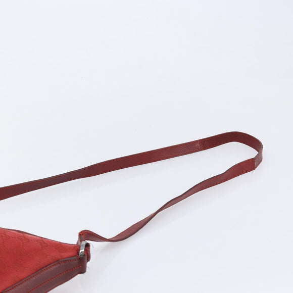 GUCCI Shoulder Bag Leather Red Silver 113013 Auth 214260