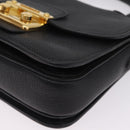 Miu Miu Madras Hand Bag Leather 2way Black Gold Auth 214262A-14