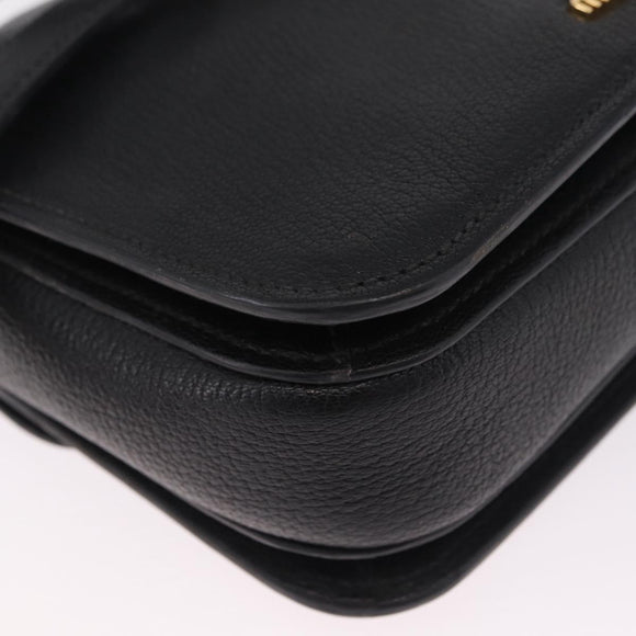 Miu Miu Madras Hand Bag Leather 2way Black Gold Auth 214262A