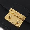 Miu Miu Madras Hand Bag Leather 2way Black Gold Auth 214262A-17