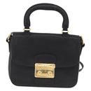Miu Miu Madras Hand Bag Leather 2way Black Gold Auth 214262A-2
