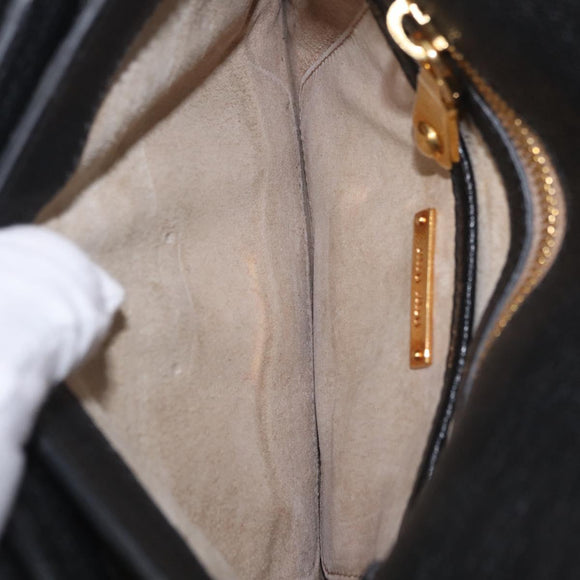 Miu Miu Madras Hand Bag Leather 2way Black Gold Auth 214262A