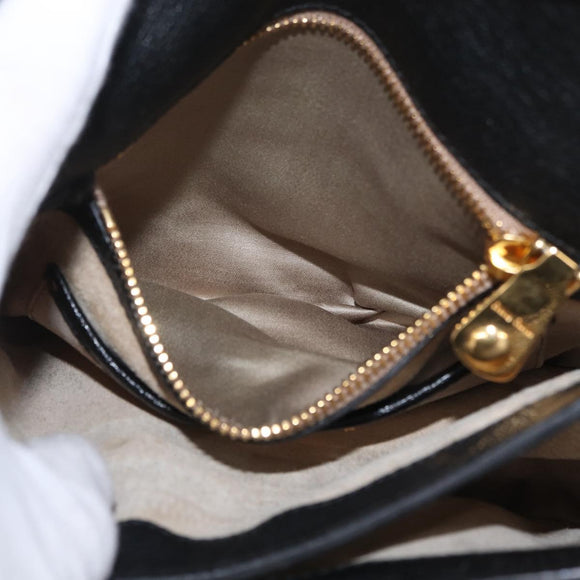Miu Miu Madras Hand Bag Leather 2way Black Gold Auth 214262A