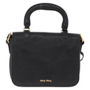 Miu Miu Madras Hand Bag Leather 2way Black Gold Auth 214262A-3