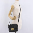 Miu Miu Madras Hand Bag Leather 2way Black Gold Auth 214262A-30