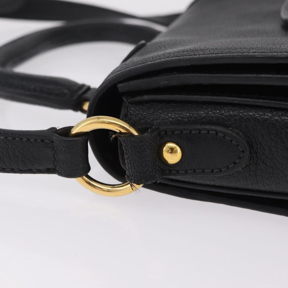 Miu Miu Madras Hand Bag Leather 2way Black Gold Auth 214262A