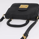 Miu Miu Madras Hand Bag Leather 2way Black Gold Auth 214262A-7