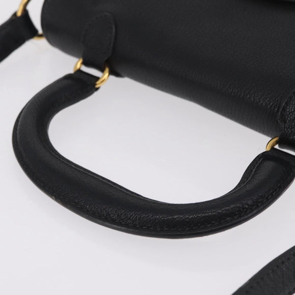 Miu Miu Madras Hand Bag Leather 2way Black Gold Auth 214262A