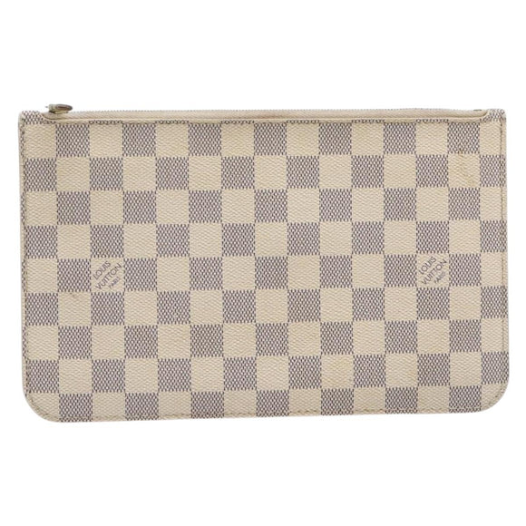 LOUIS VUITTON Damier Azur Neverfull MM Pouch LV Auth 214267