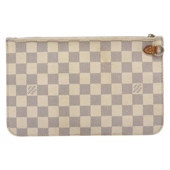 LOUIS VUITTON Damier Azur Neverfull MM Pouch LV Auth 214267