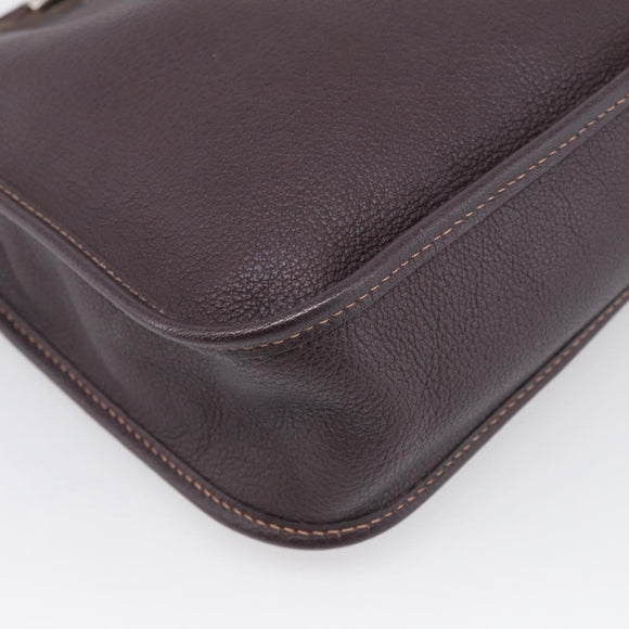 HERMES Vespa PM Shoulder Bag Leather Brown Silver Auth 214268V