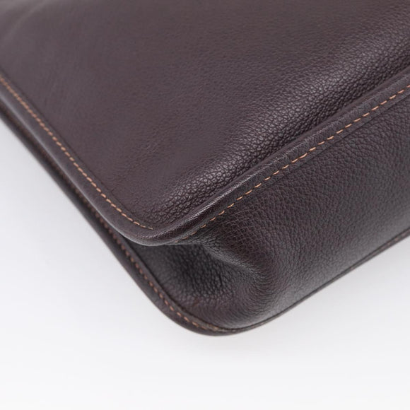 HERMES Vespa PM Shoulder Bag Leather Brown Silver Auth 214268V